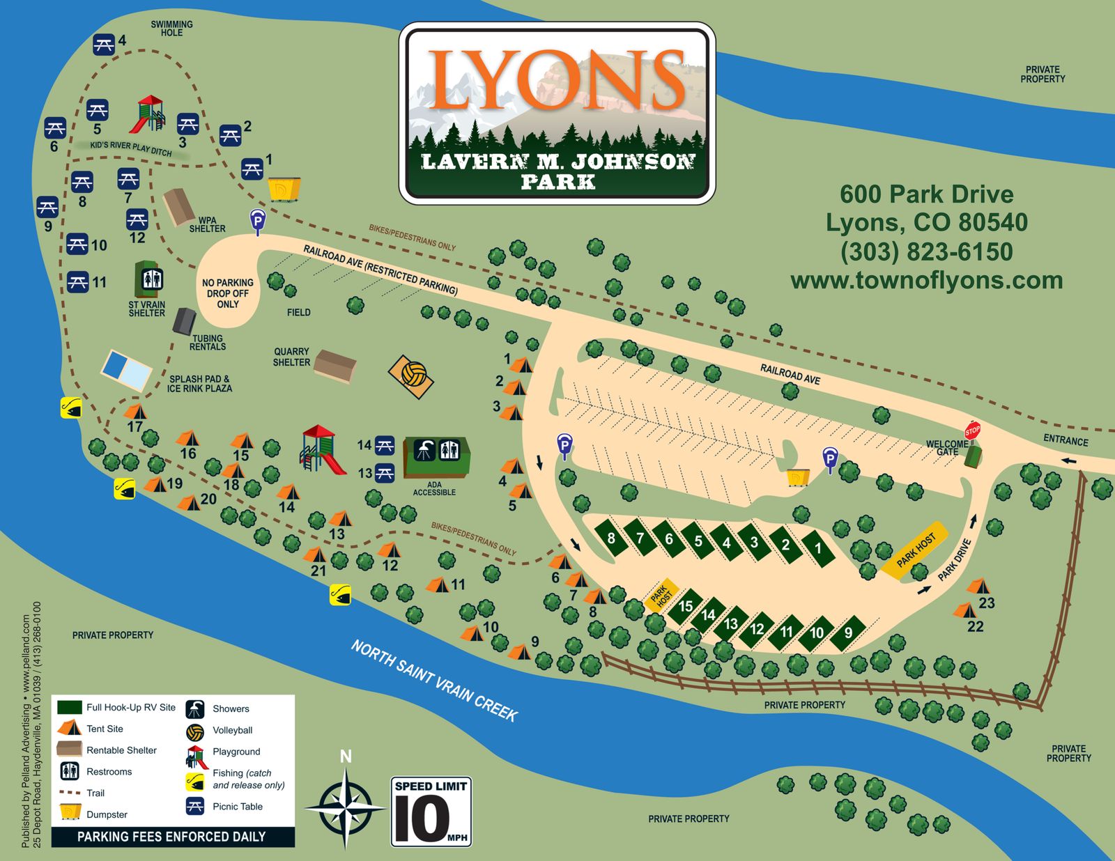 Town of Lyons Lavern M. Johnson Park site map, 2026